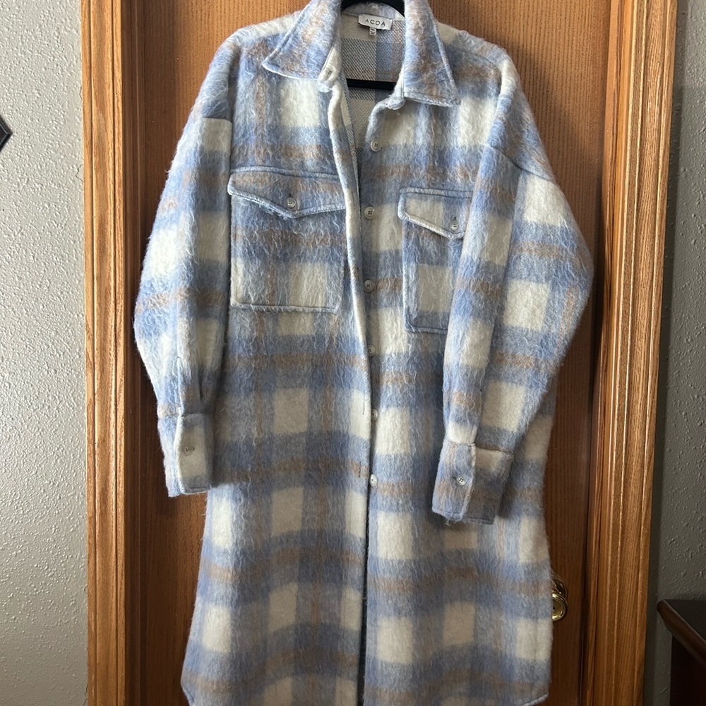 Zara Blue and Cream Teddy Jacket